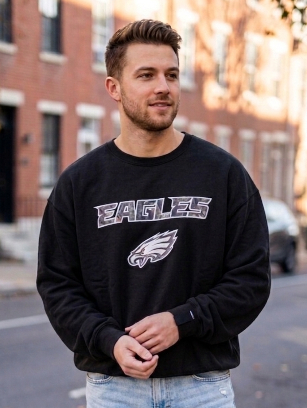 364. NWT - NFL Team Apparel - Philadelphia Eagles Stiched Camo Sweatshirt